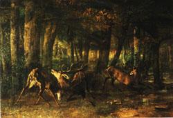 Gustave Courbet Spring Rutting;Battle of Stags oil painting image
